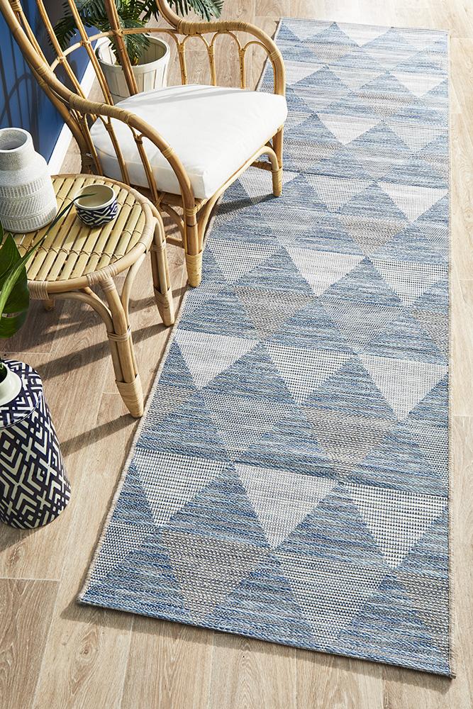 Paris Indoor Outdoor Blue Runner Rug