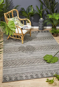 Paris Indoor Outdoor Tribal Grey Rug